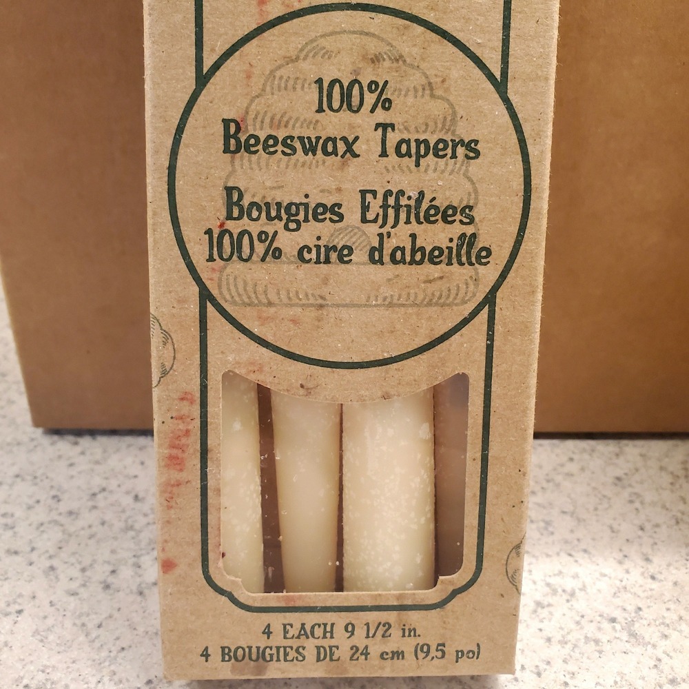 100% Beeswax Taper Candles 4 Pack 9.5in Ivory Excellent Natural Wax Bougies